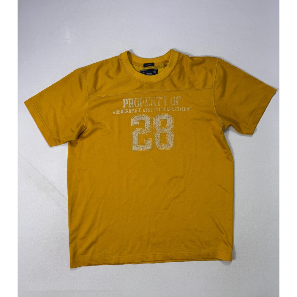 Abercrombie Athletic Dept 28 Graphic T-Shirt Mens Medium Yellow Short Sleeve